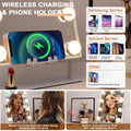 Hollywood Vanity Makeup Mirror with Lights Bluetooth Wireless Charging Tabletop Metal White