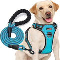 No Pull Dog Harness Adjustable Reflective Oxford Easy Control Medium Large Dog Harness with a Free Heavy Duty 5Ft Dog Leash (S (Neck: 13