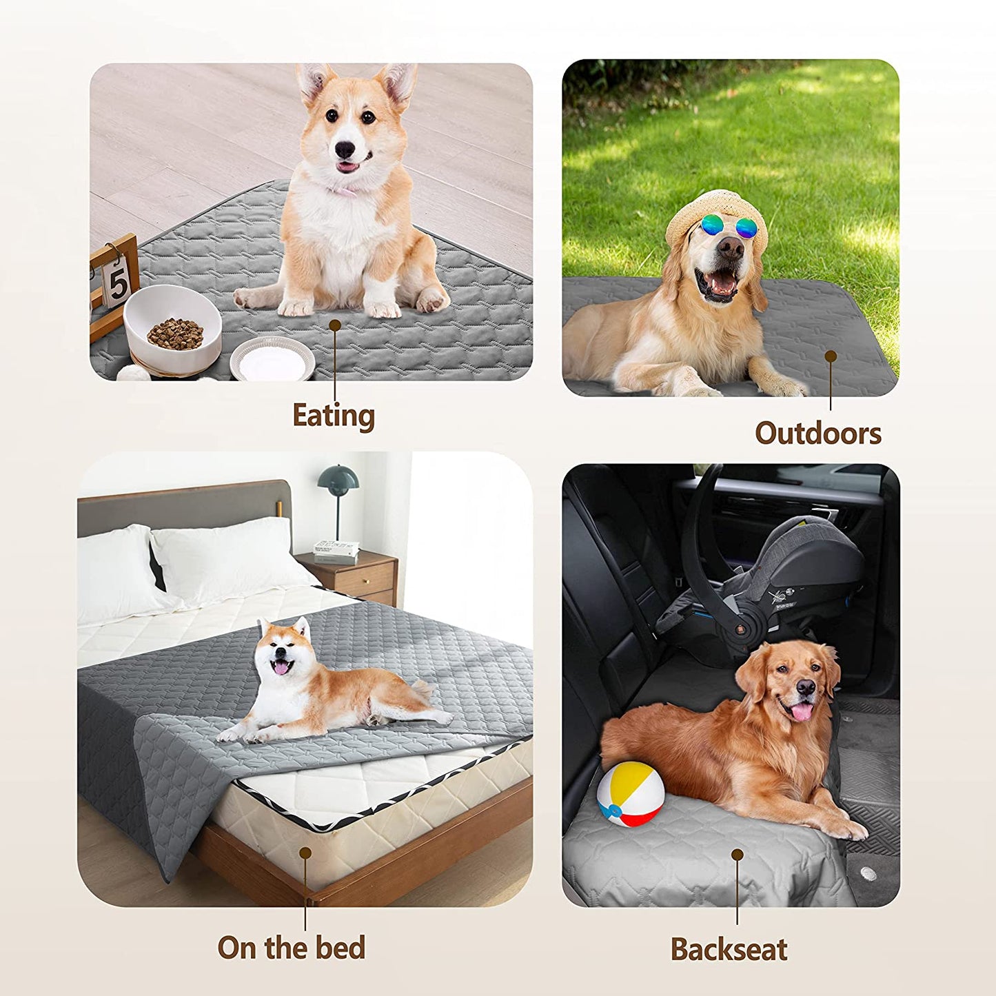 100% Double-Sided Waterproof Dog Bed Cover Pet Blanket Sofa Couch Furniture Protector for Kids Children Dog Cat, Reversible (52X82 Inch (Pack of 1), Dark Grey/Light Grey)