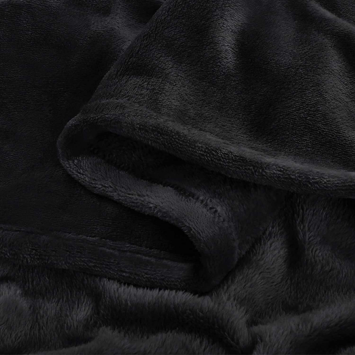 Fleece Blanket Black Throw Blankets for Couch & Bed, Luxury Plush Cozy Fuzzy Blanket 50X60 Inches, Super Soft Warm Spring Throw Blanket for Travel Camping