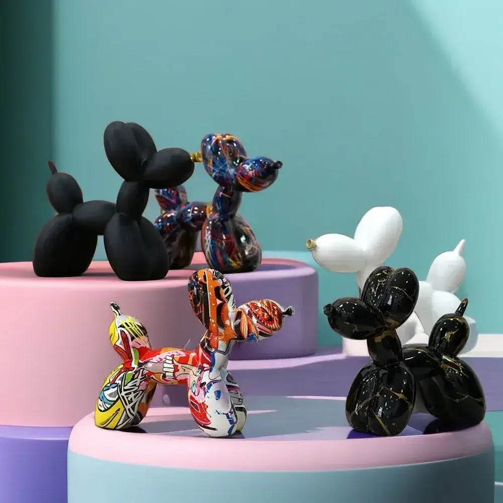 Vilead-escultura de perro con globo de grafiti, figuritas de cachorros en blanco y negro, decoración moderna, habitación rosa, mesa, sala de estar y baño