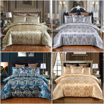 Floral Jacquard Satin Duvet Cover Set 3 Piece Luxury Silk NO FILLING