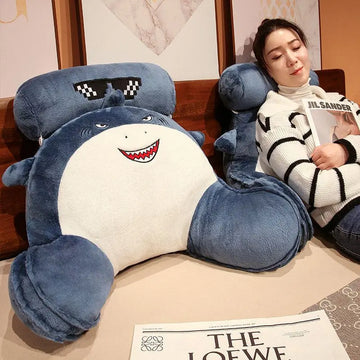 Creative Shark Reposacabezas Bolsa Suave Cojín Lectura en La Cama Cojín De Cintura, Cojín De Sofá Almohada De Respaldo Grande Extraíble Y Lavable