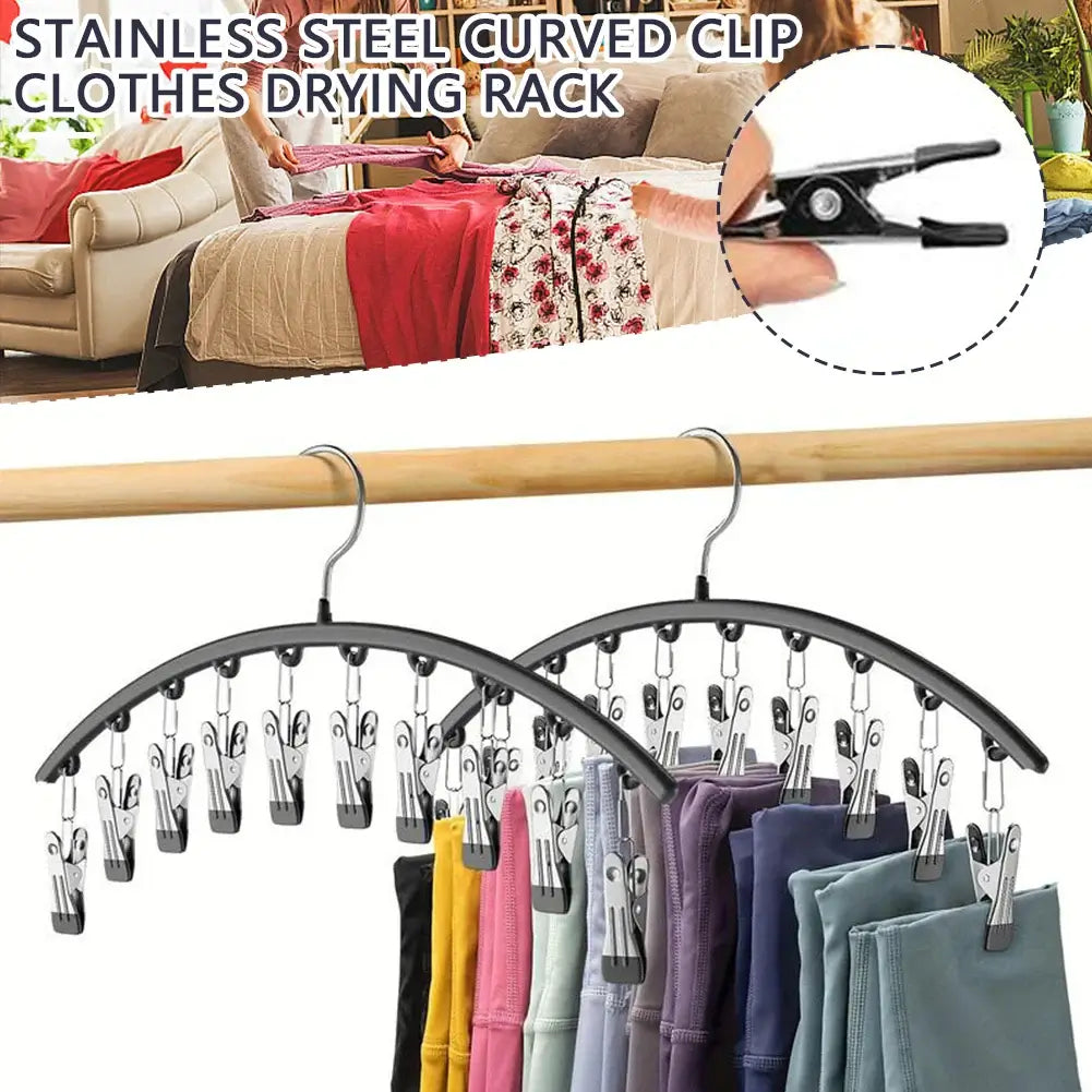 Storage Saving Hanger w/ 10 Strong Clips!