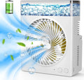 NEW RECHARGEABLE ICE FAN with animated picture of the ice fan blowing ice cold wind.