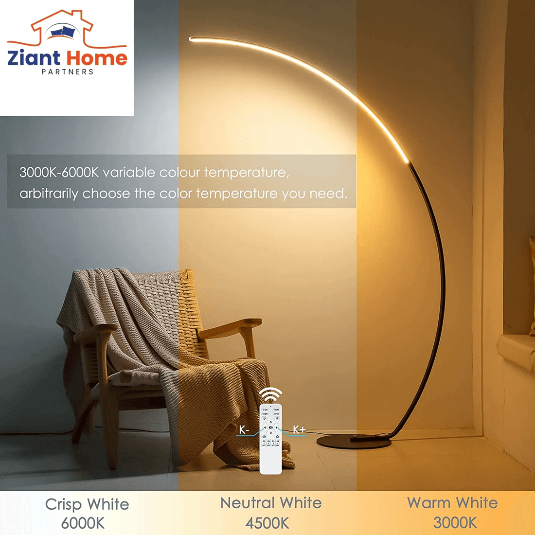 Ziantful Modern Curve Floor Lamp | New Version