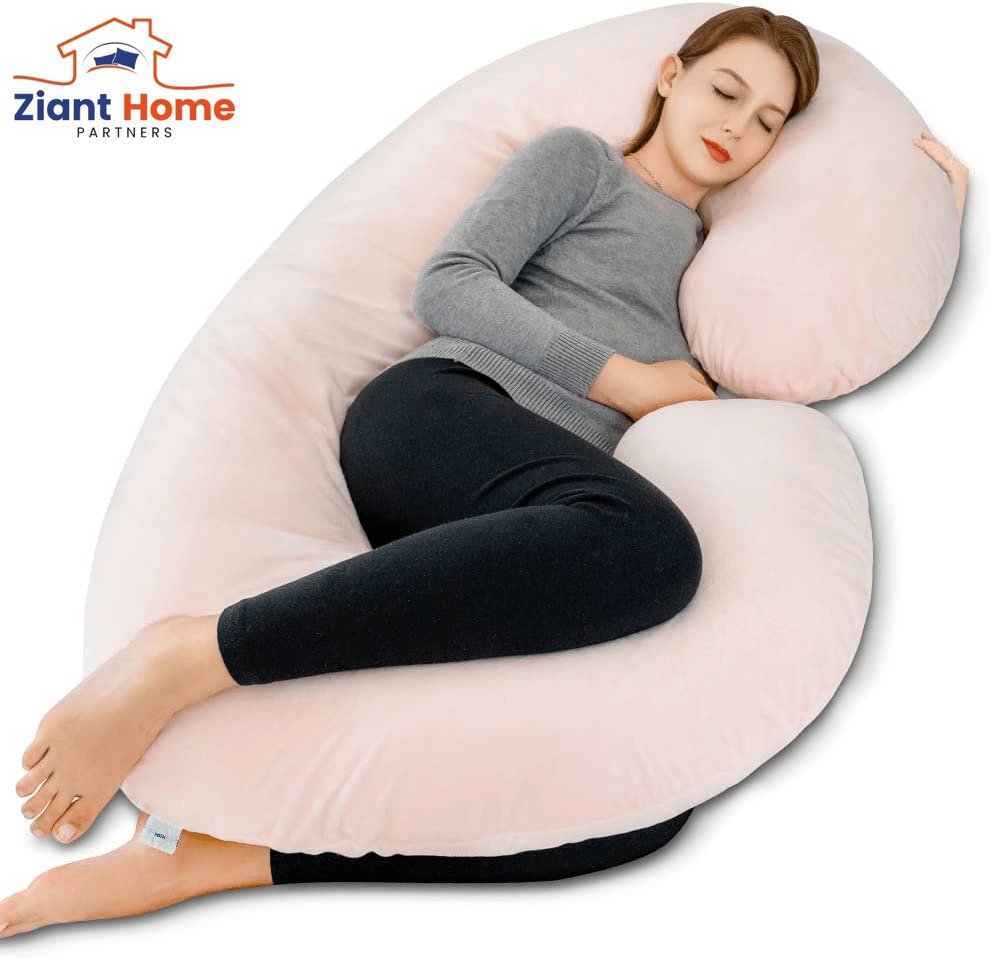 Pregnancy Pillow,Maternity Body Pillow with Velvet Cover,C Shaped Body Pillow for Sleeping (Grey Jersey)