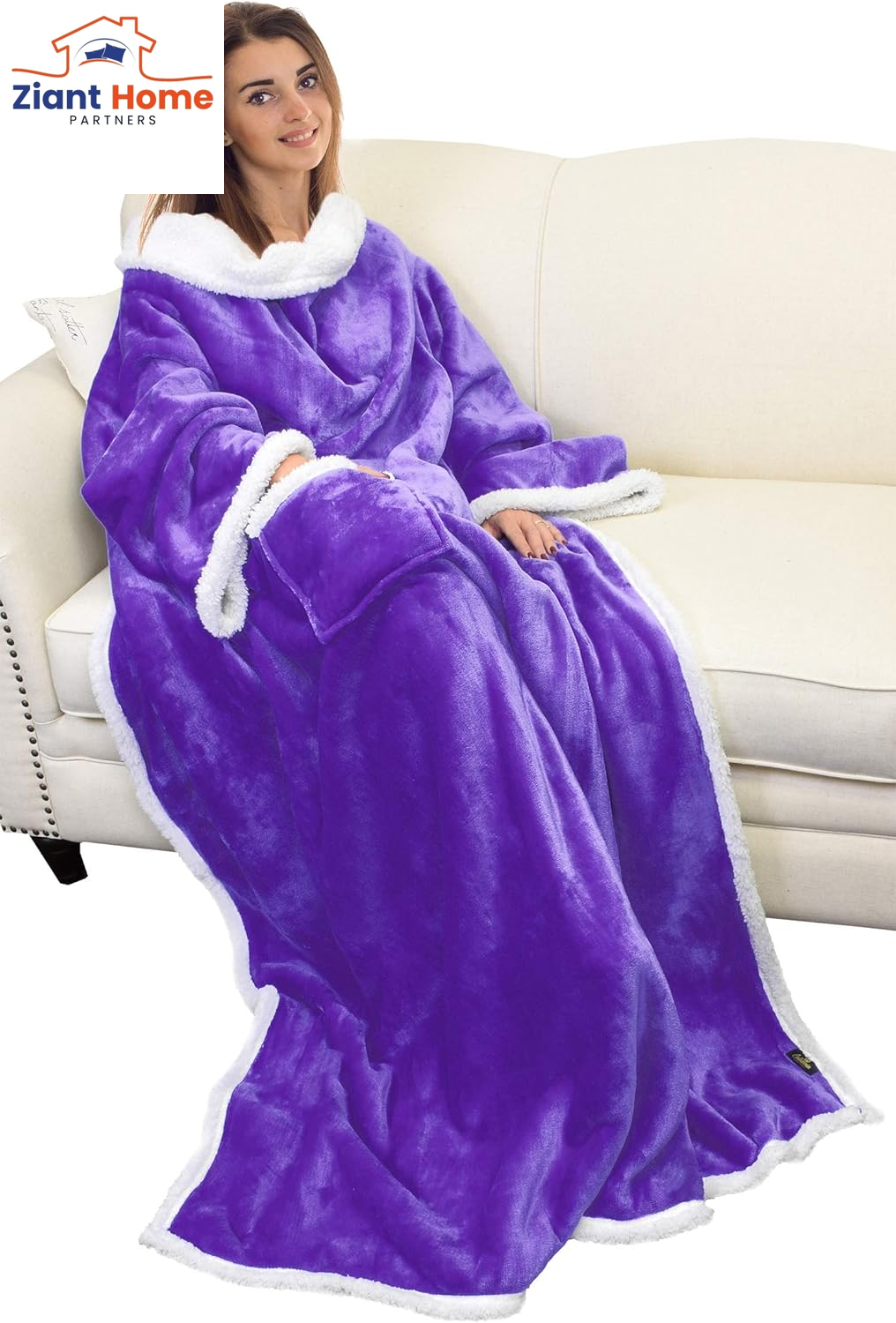 Catalonia Sherpa Wearable Blanket with Sleeves Arms