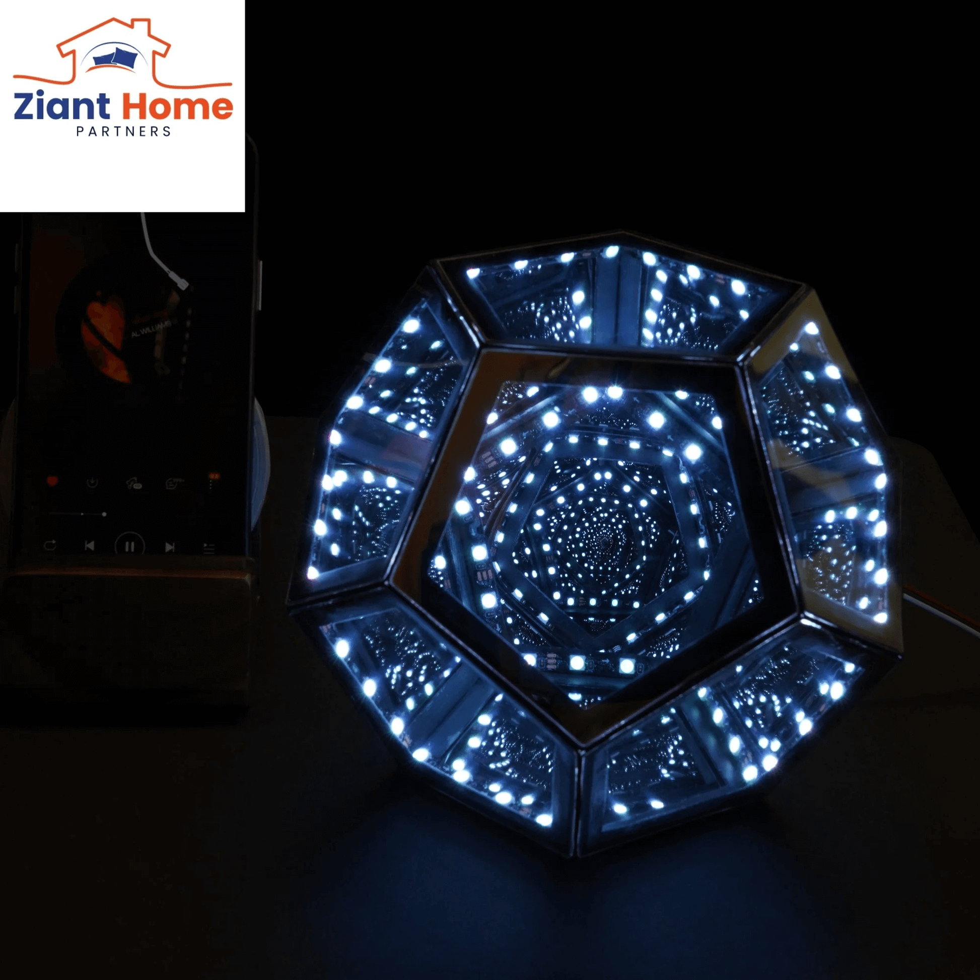 Infinity Ziantful Magic Table Lamp with dazzling multi-color LED effects from Ziant Home Partners.