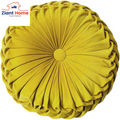 Round Throw Pillow Velvet Home Decoration Pleated round Pillow Cushion for Couch Chair Bed Car Orange