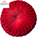 Round Throw Pillow Velvet Home Decoration Pleated round Pillow Cushion for Couch Chair Bed Car Orange