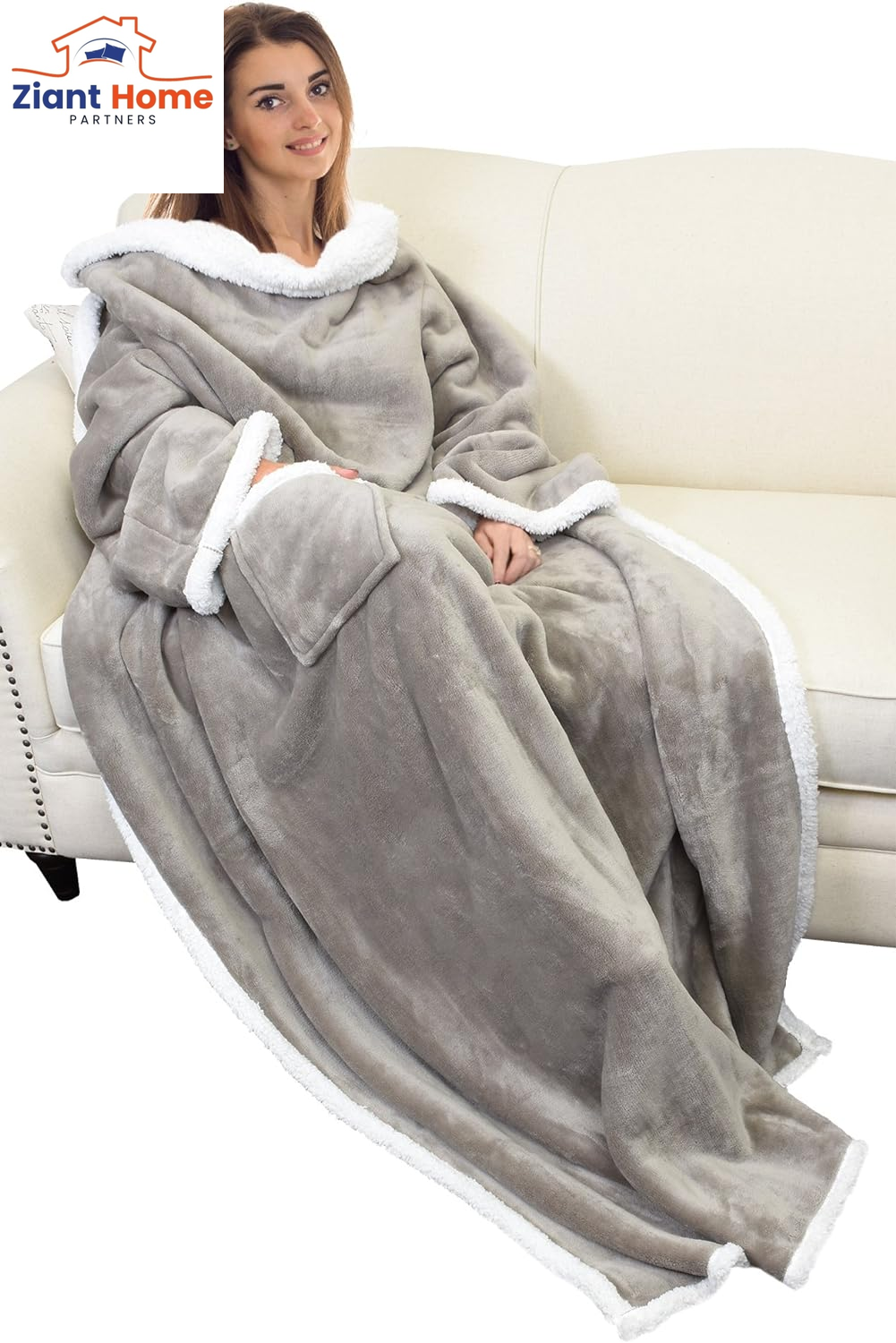 Catalonia Sherpa Wearable Blanket with Sleeves Arms