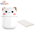 Cute 300Ml Mini Air Humidifier Ultrasonic Aroma Diffuser with USB, cat design, and auto shut-off feature, includes filter sticks.