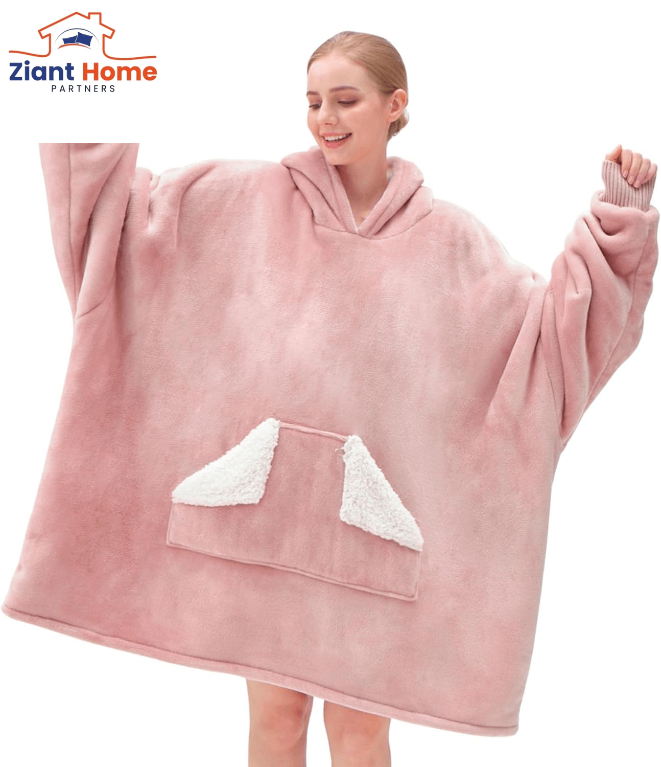 Wearable Blanket Hoodie, Oversized Sherpa Fleece Sweatshirt Blanket with Giant Hood AND Pocket.