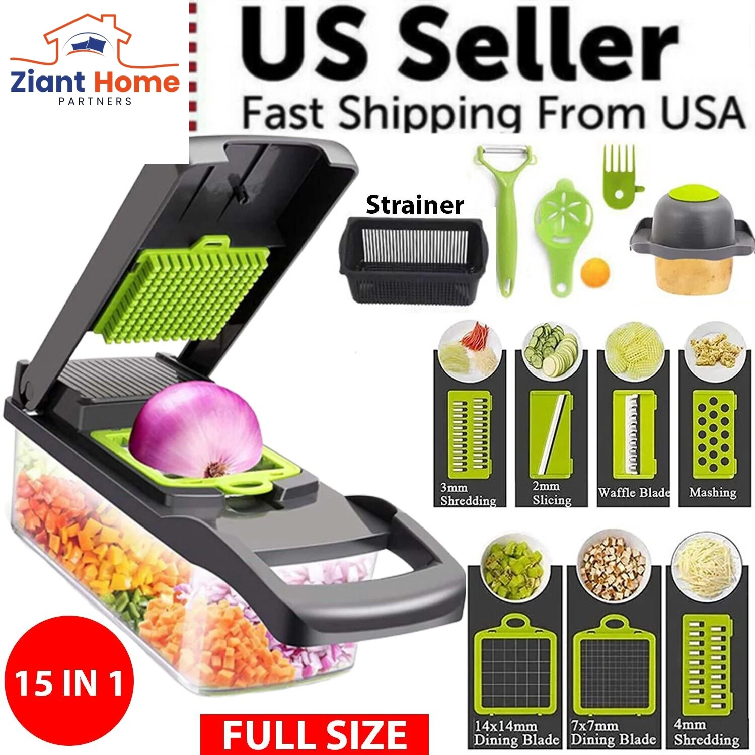 14 -In-1 Vegetable Fruit Chopper Cutter Food Onion Veggie Dicer Slicer Kitchen