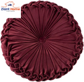 Round Throw Pillow Velvet Home Decoration Pleated round Pillow Cushion for Couch Chair Bed Car Orange