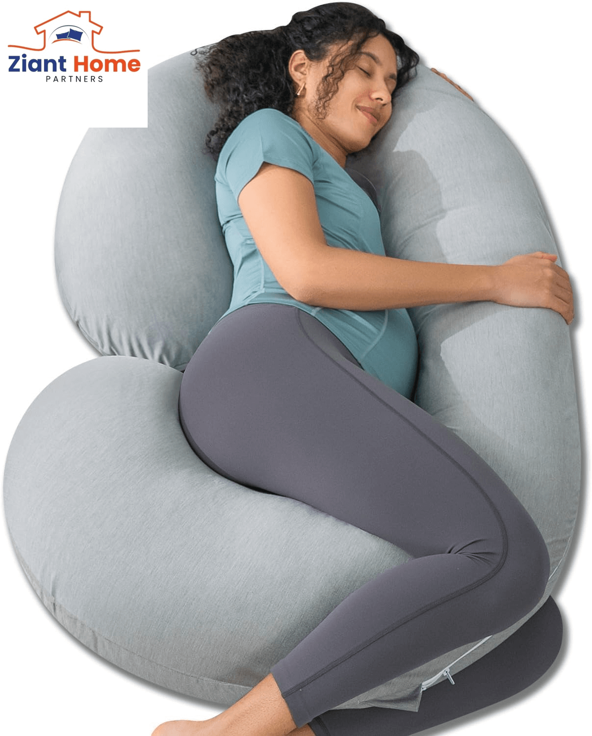 Pregnancy Pillow,Maternity Body Pillow with Velvet Cover,C Shaped Body Pillow for Sleeping (Grey Jersey)