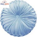 Round Throw Pillow Velvet Home Decoration Pleated round Pillow Cushion for Couch Chair Bed Car Orange