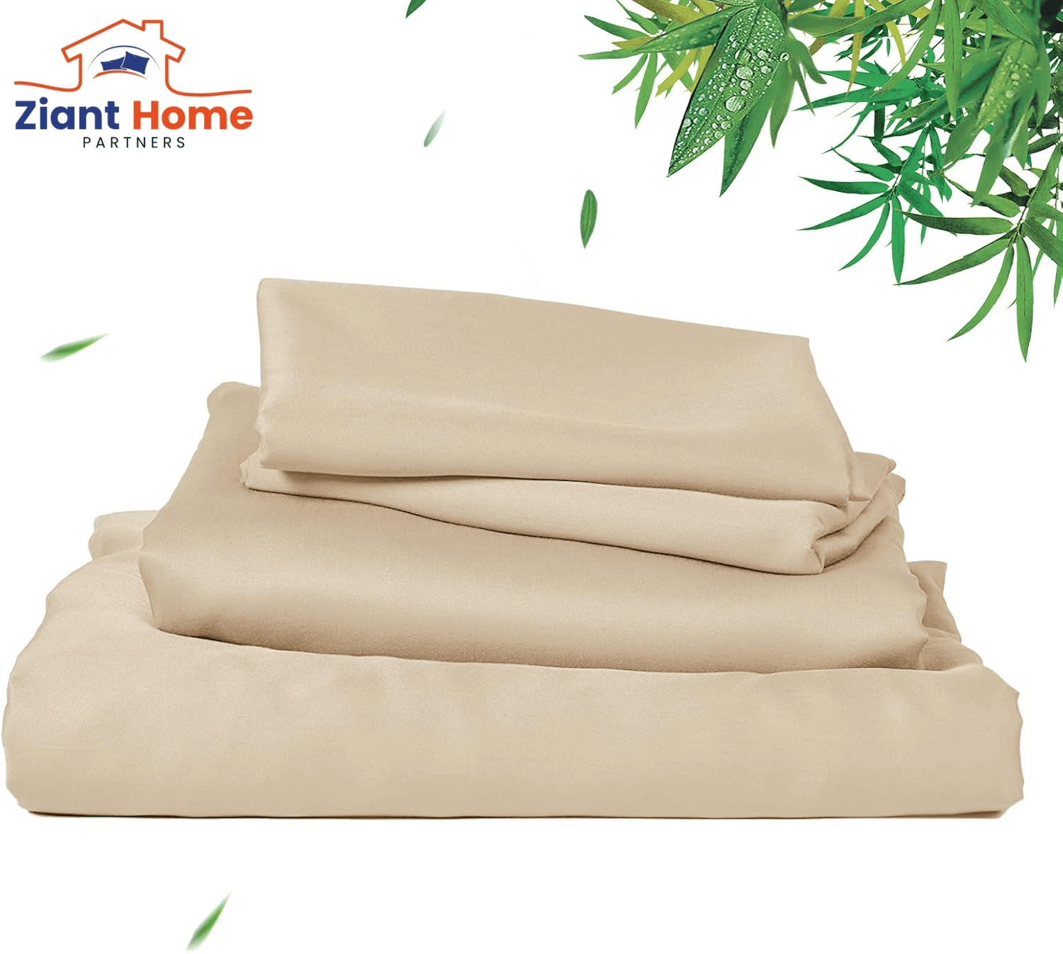 Ziant Homez 100% Rayon Bamboo Cooling Sheets Set, Luxury Silky Soft and Breathable, Queen Size in White for Hot Sleepers