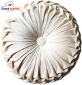 Round Throw Pillow Velvet Home Decoration Pleated round Pillow Cushion for Couch Chair Bed Car Orange