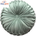 Round Throw Pillow Velvet Home Decoration Pleated round Pillow Cushion for Couch Chair Bed Car Orange