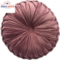 Round Throw Pillow Velvet Home Decoration Pleated round Pillow Cushion for Couch Chair Bed Car Orange