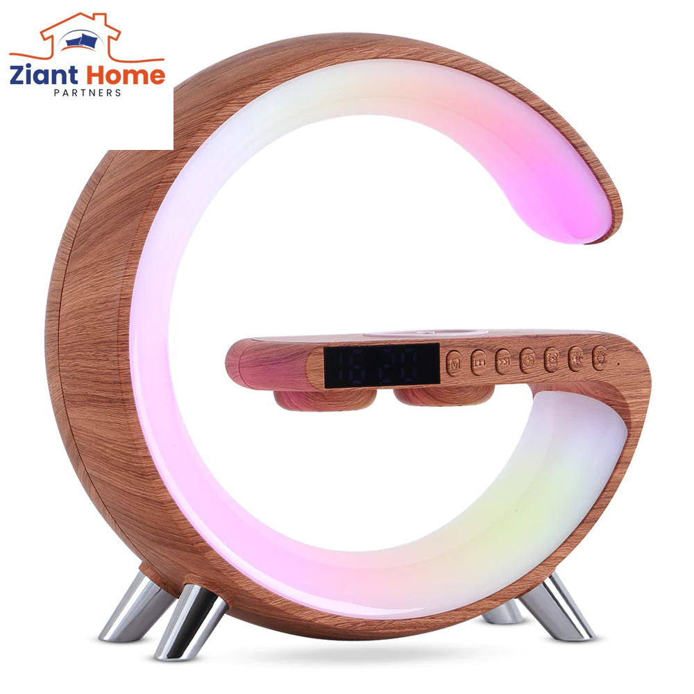 intelligent G Shaped LED Lamp Bluetooth Speake Wireless Charger Atmosphere Lamp App Control for Bedroom Home Decor