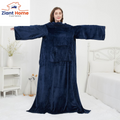 Viviland Fleece Wearable Blanket with Sleeves & FOOT Pocket for Adult Women Men