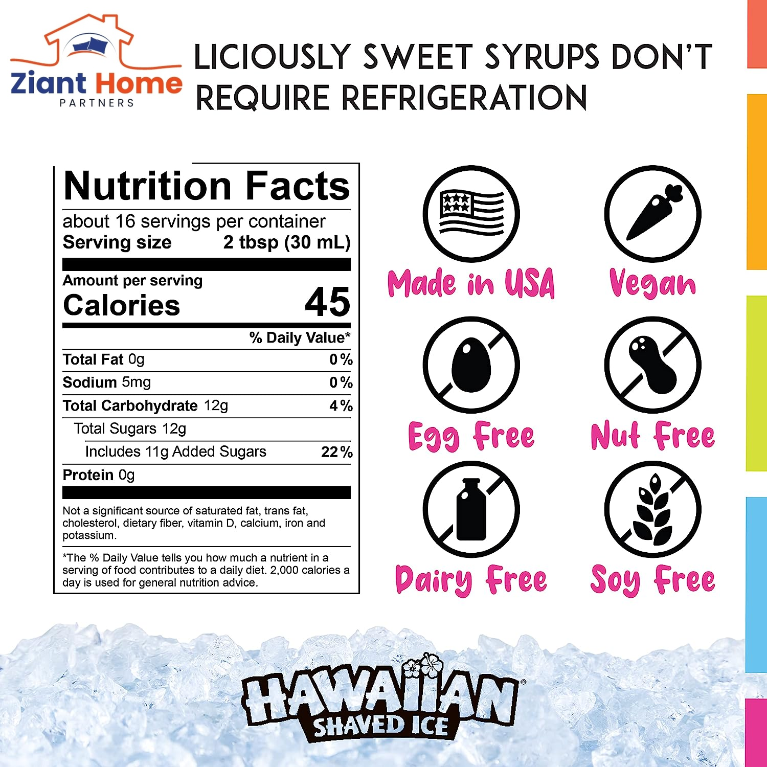 Hawaiian Shaved Ice Syrup Assortment, 3 - 16Oz Bottles of the Most Popular Flavors: Cherry, Grape, Blue Raspberry. Perfect for Shaved Ice, Snow Cones, Sodas, Ice Pops, and Slushies. Allergy-Friendly