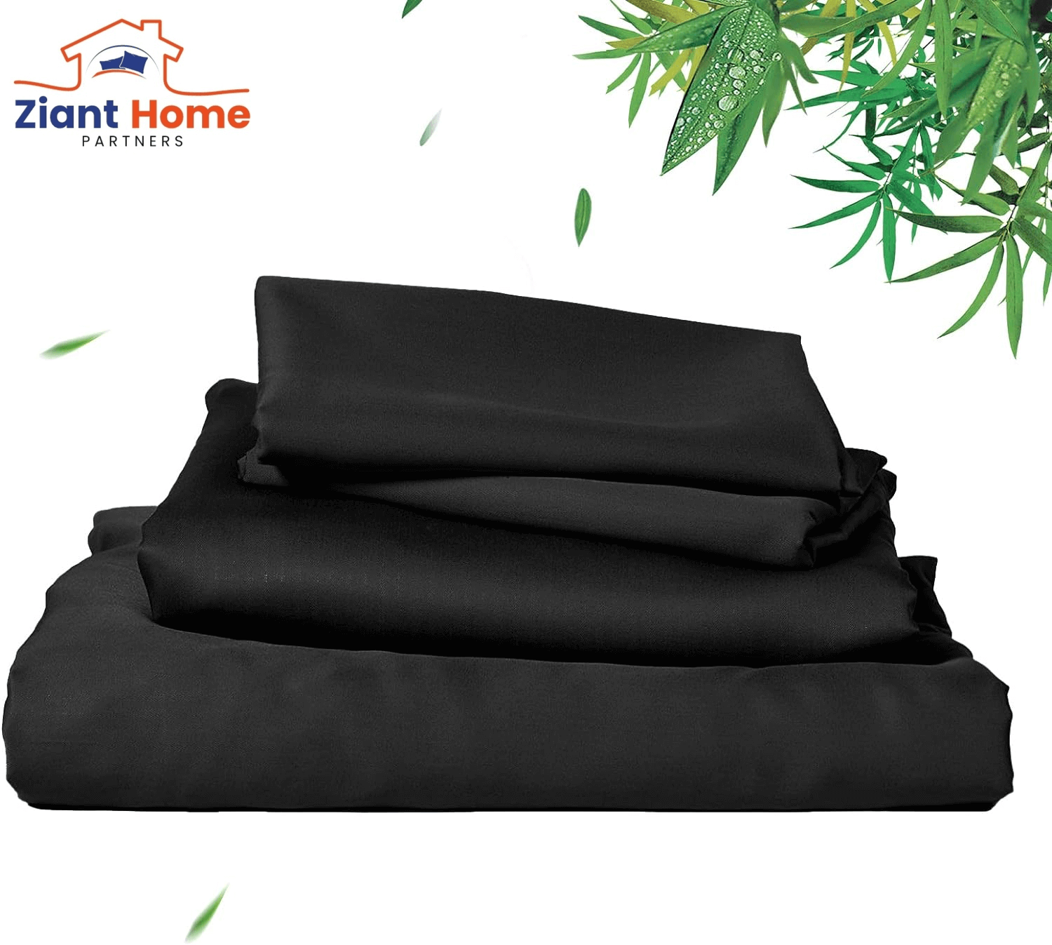 Ziant Homez black 100% Rayon Derived from Bamboo cooling sheets set, silky soft, 16" deep pocket, luxury bed linens for hot sleepers.