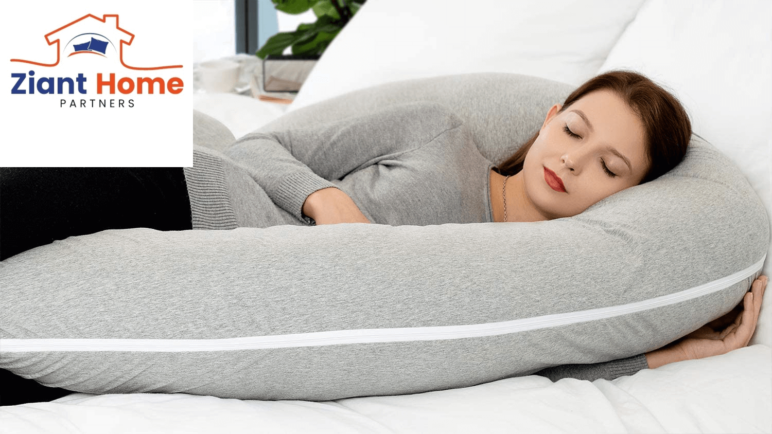 Pregnancy Pillow,Maternity Body Pillow with Velvet Cover,C Shaped Body Pillow for Sleeping (Grey Jersey)