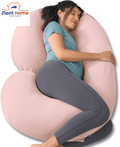 Pregnancy Pillow,Maternity Body Pillow with Velvet Cover,C Shaped Body Pillow for Sleeping (Grey Jersey)