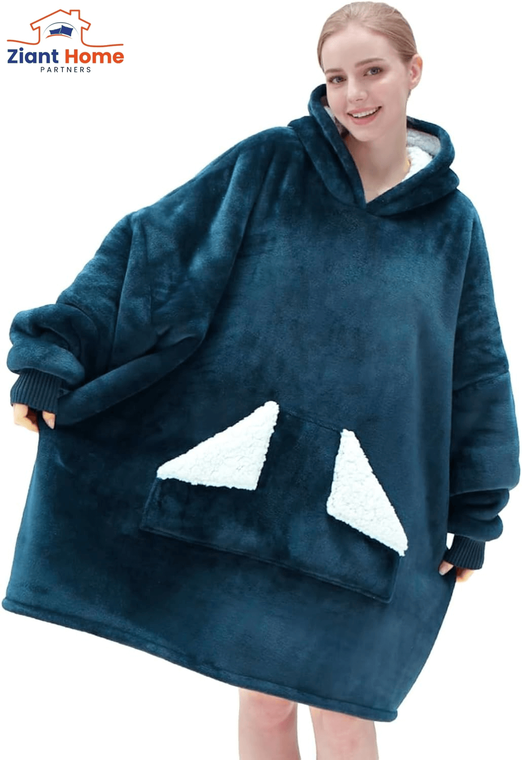 Wearable Blanket Hoodie, Oversized Sherpa Fleece Sweatshirt Blanket with Giant Hood AND Pocket.