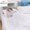 Woman sleeping on Ziant Homez 100% rayon derived from bamboo cooling sheets, white queen set with deep pockets for hot sleepers.